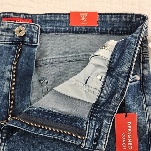 Guess Denim Cargo Pants Men's 38x32 Med Wash NEW 7 Pockets Stretch NWT Comfort - Picture 14 of 16